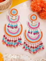 Tricit - The Three-Layered - Beads And Sequins Hand Embroidered Earrings