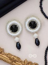 Kairavi- The Moonlight- Stones and Glass Drops Embroidered Earrings