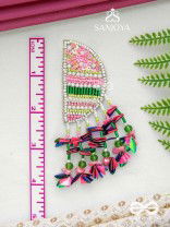 Unmish - The Budding Blossoms - Beads, Cutdana And Sequins Hand Embroidered Earrings