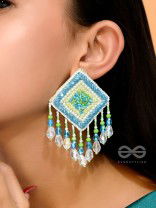 Vimita - The Splendid Square - Beads, Cutdana And Sequins Hand Embroidered Earrings