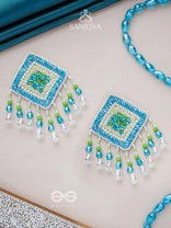 Vimita - The Splendid Square - Beads, Cutdana And Sequins Hand Embroidered Earrings