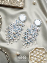 Rasayana- The Elixir Rain- Mirror and Pearls Embroidered Earrings