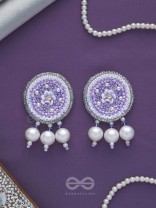 Dhumala - The Purple Smoke - Beads ,Pearls And Sequins Hand Embroidered Earrings