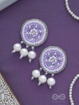 Dhumala - The Purple Smoke - Beads ,Pearls And Sequins Hand Embroidered Earrings