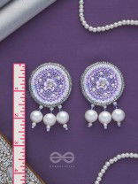 Dhumala - The Purple Smoke - Beads ,Pearls And Sequins Hand Embroidered Earrings