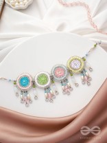 Dhyatva - The Colorful Reflections - Sequins, Glass Drops And Cutdana Hand Embroidered Choker Neckpiece