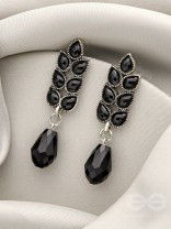 The Grapevine- Embellished Oxidized Earrings (Black)