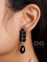 The Grapevine- Embellished Oxidized Earrings (Black)