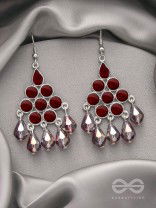 The Maroon Haze- Oxidised Glass Beads Earrings