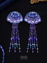 Nidusha- The Enigmatic Fish - Stones and Sequins Embroidered Earrings