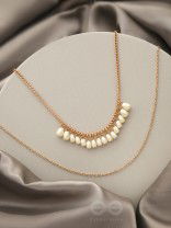 The Rain Shower- Golden Layered Pearl Necklace With Anti-Tarnish Coating 