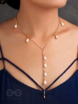 The Daisy Branch- Golden Pearl Necklace With Anti-Tarnish Coating 