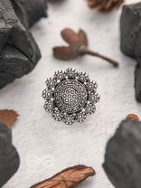 Bed of Roses- Oxidised Statement Ring