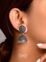 The Silver Sun- Oxidised Jhumka Earrings