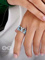 The Color Pop- Stretchable Arctic Blue Beaded Ring