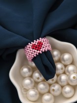 The Crimson Heart- Stretchable Lavender Beaded Ring