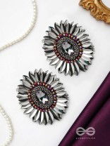 Aartava- the Black Flower- Glass Beads and Sequins Embroidered Earrings