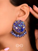 Vineela- The Azure Allure- Stones and Sequins Embroidered Earrings