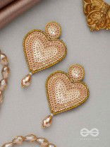 Girika- The Golden Heart- Sequins, Glass Drops & Beads Embroidered Earrings