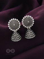 The Silver Sunrays - Oxidised Jhumka Earrings