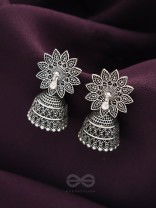 The White Peacock - Oxidised Jhumka Earrings