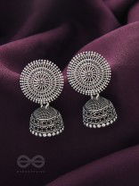 The Moon Beams- Oxidised Jhumka Earrings