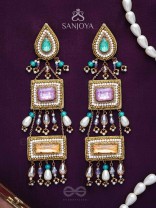 Vayuna- The Exquisite Temple- Stones, Pearls and Beads Embroidered Earrings
