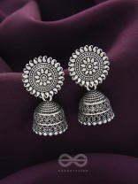 The Sheeny Sun- Oxidised Jhumka Earrings
