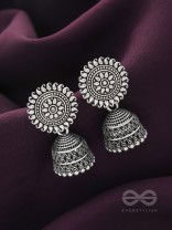 The Sheeny Sun- Oxidised Jhumka Earrings