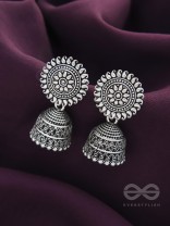 The Sheeny Sun- Oxidised Jhumka Earrings