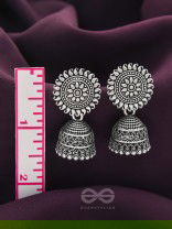 The Sheeny Sun- Oxidised Jhumka Earrings
