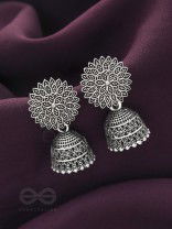 The Frozen Foliage- Oxidised Jhumka Earrings