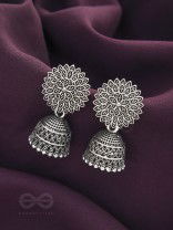 The Frozen Foliage- Oxidised Jhumka Earrings