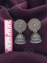The Frozen Foliage- Oxidised Jhumka Earrings