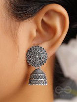The Frozen Foliage- Oxidised Jhumka Earrings