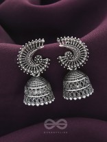 The Sterling Shell- Oxidised Jhumka Earrings