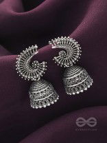 The Sterling Shell- Oxidised Jhumka Earrings