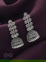 The Flower Branch- Oxidised Jhumka Earrings