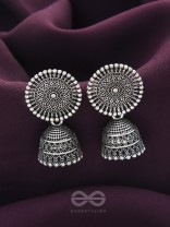 The New Moon- Oxidised Jhumka Earrings