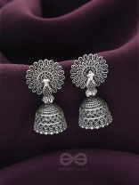 The Peacock's Paradise- Oxidised Jhumka Earrings