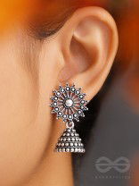 The Silver Sunbeams- Oxidised Jhumka Earrings