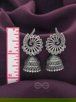 The Peacock Crown- Oxidised Jhumka Earrings