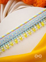 Kelih - Garden Of Sky - Resham, Cutdana And Glass Drops Hand Embroidered Choker Neckpiece