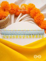 Kelih - Garden Of Sky - Resham, Cutdana And Glass Drops Hand Embroidered Choker Neckpiece