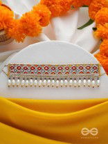 Syamika- The Magnificent Clouds- Pearls and Lace Embroidered Choker Necklace