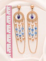 The Sapphire Rain- Golden Embellished Earrings