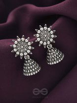 The Pearly Sun- Oxidised Jhumka Earrings