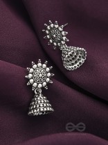 The Pearly Sun- Oxidised Jhumka Earrings