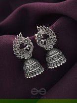 The Bird of Wonder- Oxidised Jhumka Earrings