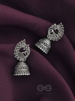 The Bird of Wonder- Oxidised Jhumka Earrings